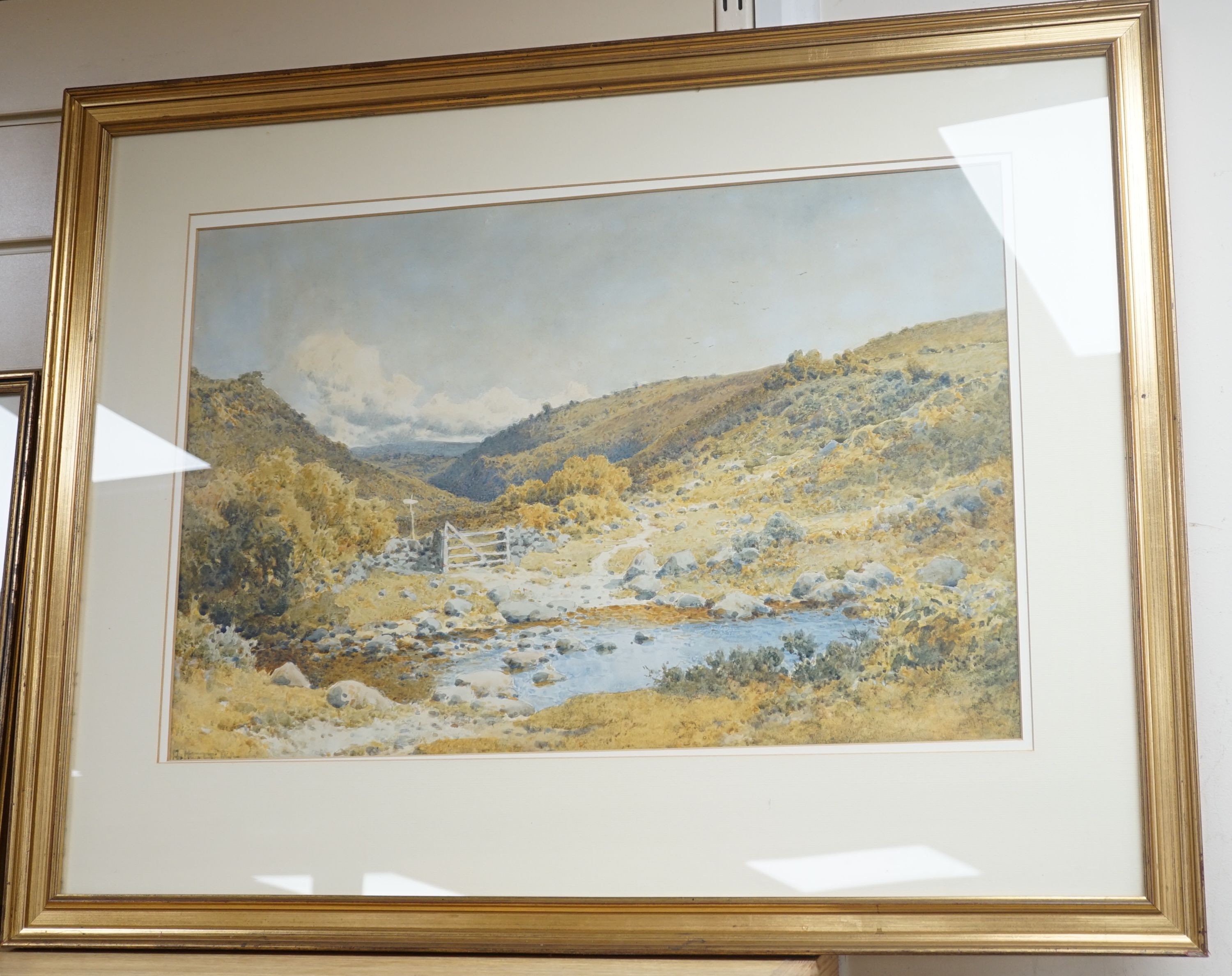 Arthur Suker (1857-1902), Bilstone Cleave, Dartmoor, watercolour, signed, 38 x 58cm